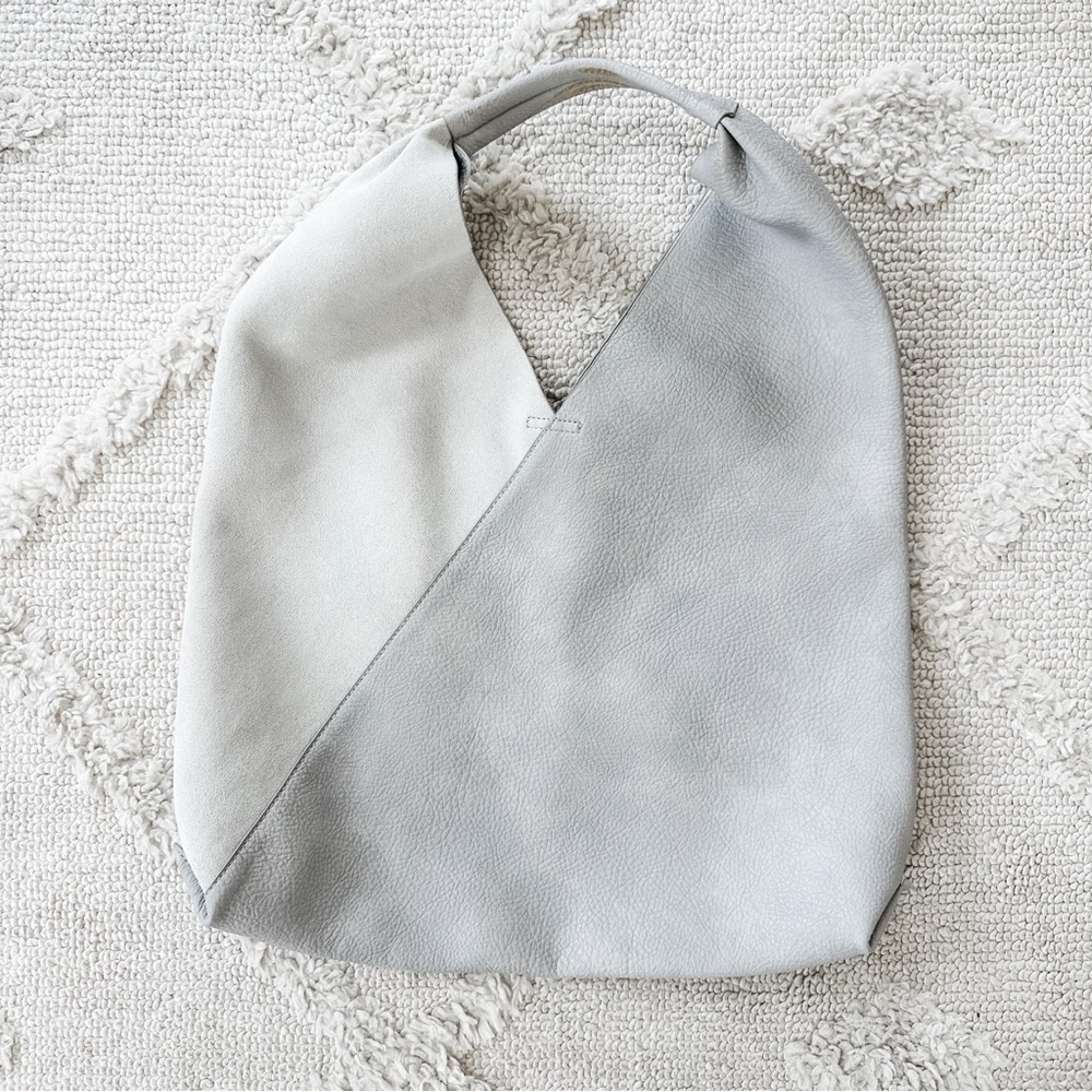 Anthropologie Two-Tone Light Gray Shoulder Bag